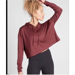 Women's Athleta Uptempo Short Hoodie S Burgundy Heather Black